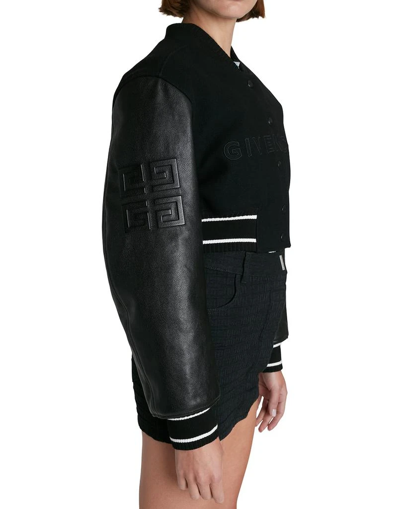 Givenchy Mixed-Media Logo-Embroidered Crop Bomber Jacket 5
