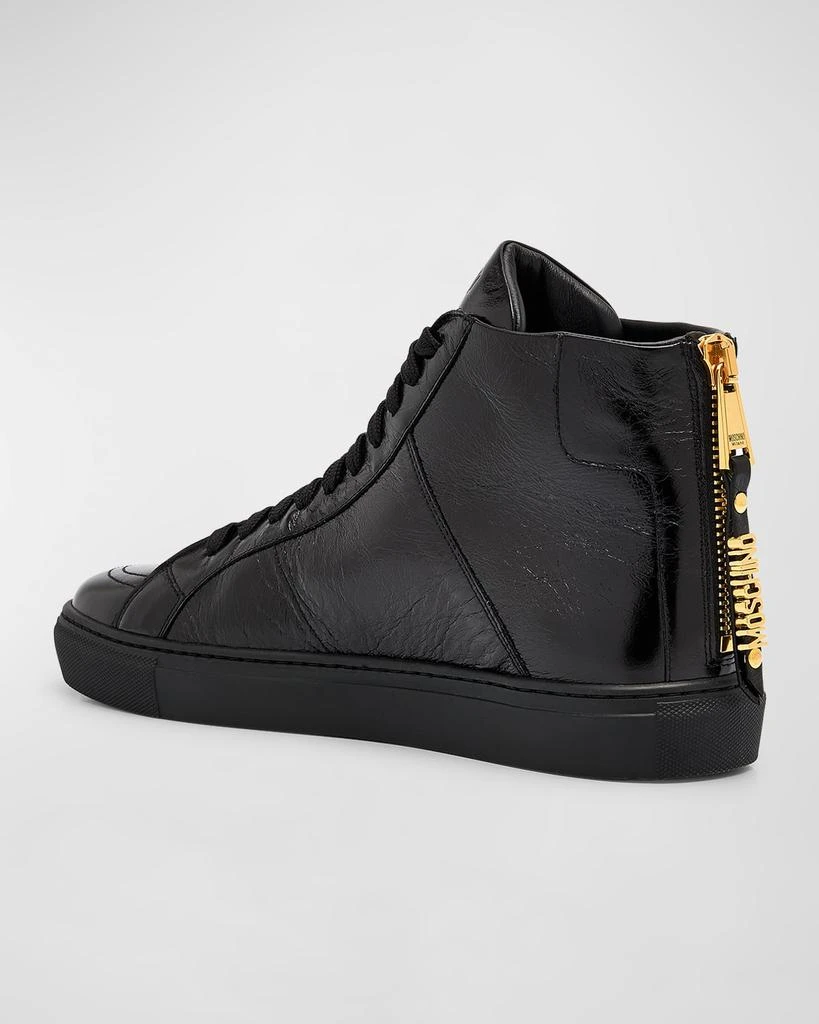Moschino Men's Leather Zip High-Top Sneakers 4