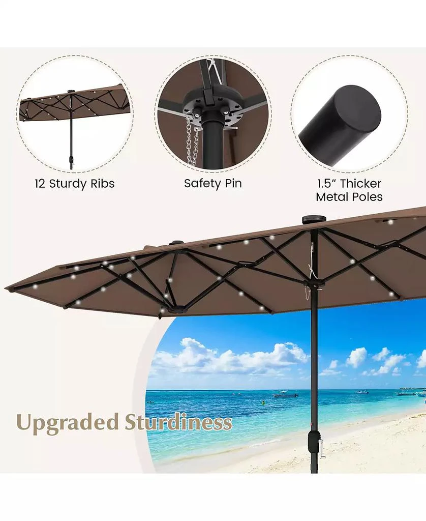 GOUUN 13FT Double-sided Patio Umbrella with Solar Lights for Garden Pool Backyard 2