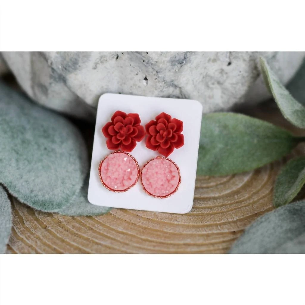 Urban Gemms Urban Gemms - Women
s Succulent 
Druzy Stud Earring Set 2