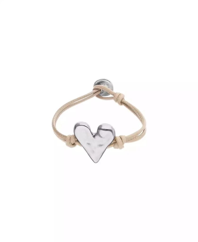 UNOde50 Camel Leather Bracelet with Heart Shaped Sterling Silver Plated Detail