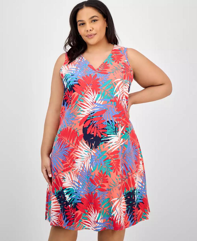 JONES NEW YORK Plus Size Printed Linen-Blend Dress
