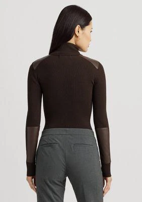 Ralph Lauren Ralph Lauren Faux Leather Trim Ribbed Turtleneck 2
