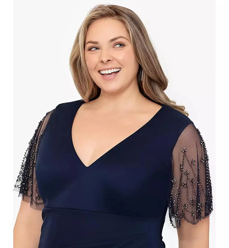XSCAPE Plus Size Lace-Sleeve Dress 3