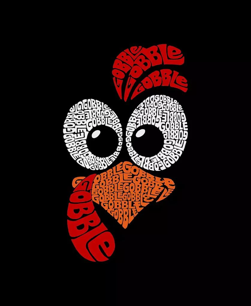 LA Pop Art Women's Turkey Face Word Art Crew Neck T-Shirt 3