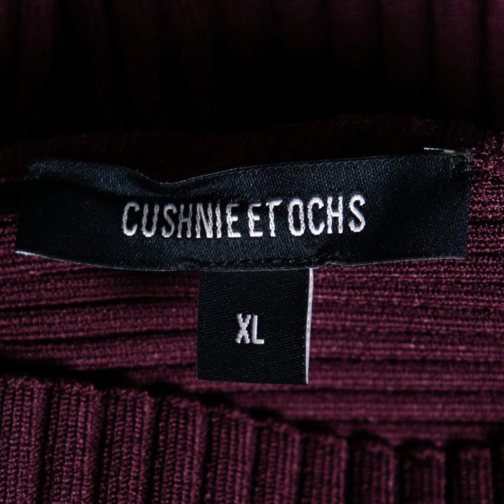 CUSHNIE Cushnie et Ochs Burgundy Rib Knit Cut-Out Detail Sweater XL 4