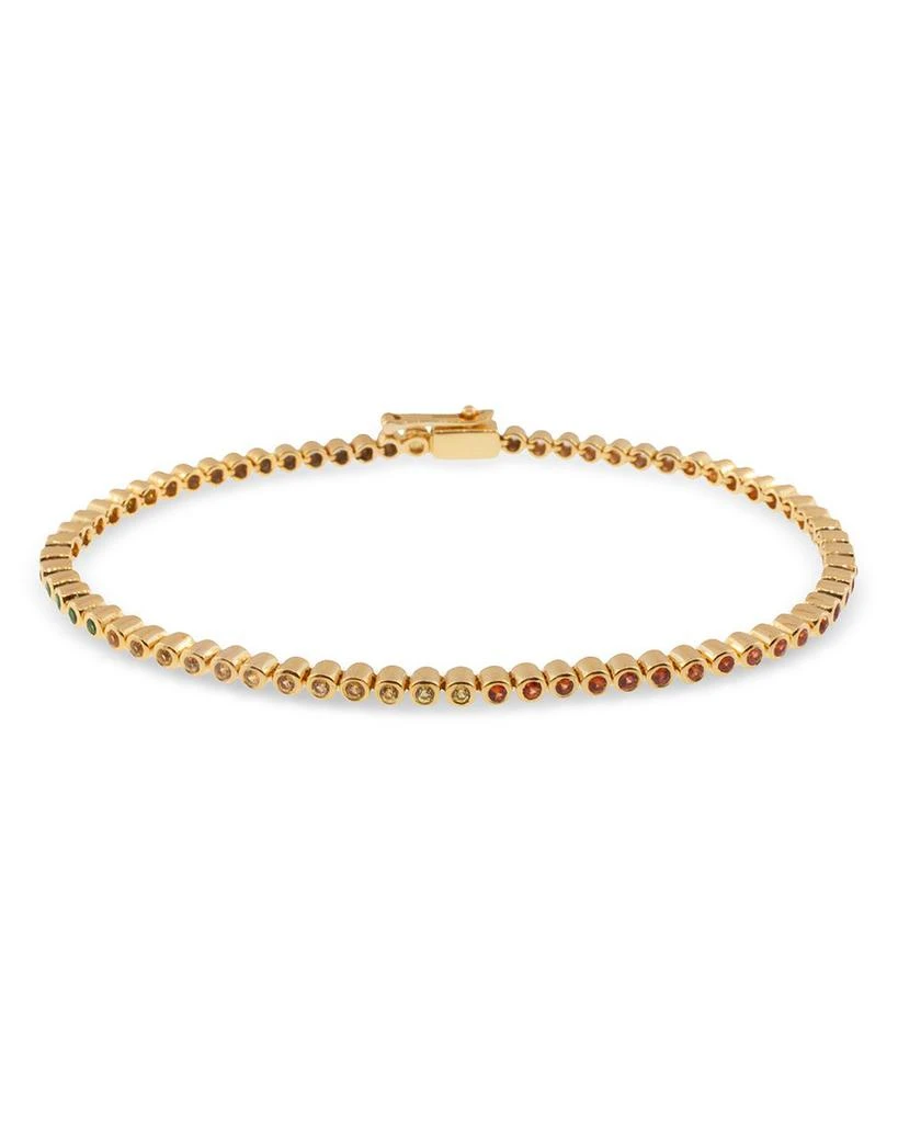 LUIS MORAIS Men
s 14K Yellow Gold Ombré Rainbow Sapphire Tennis Bracelet 1
