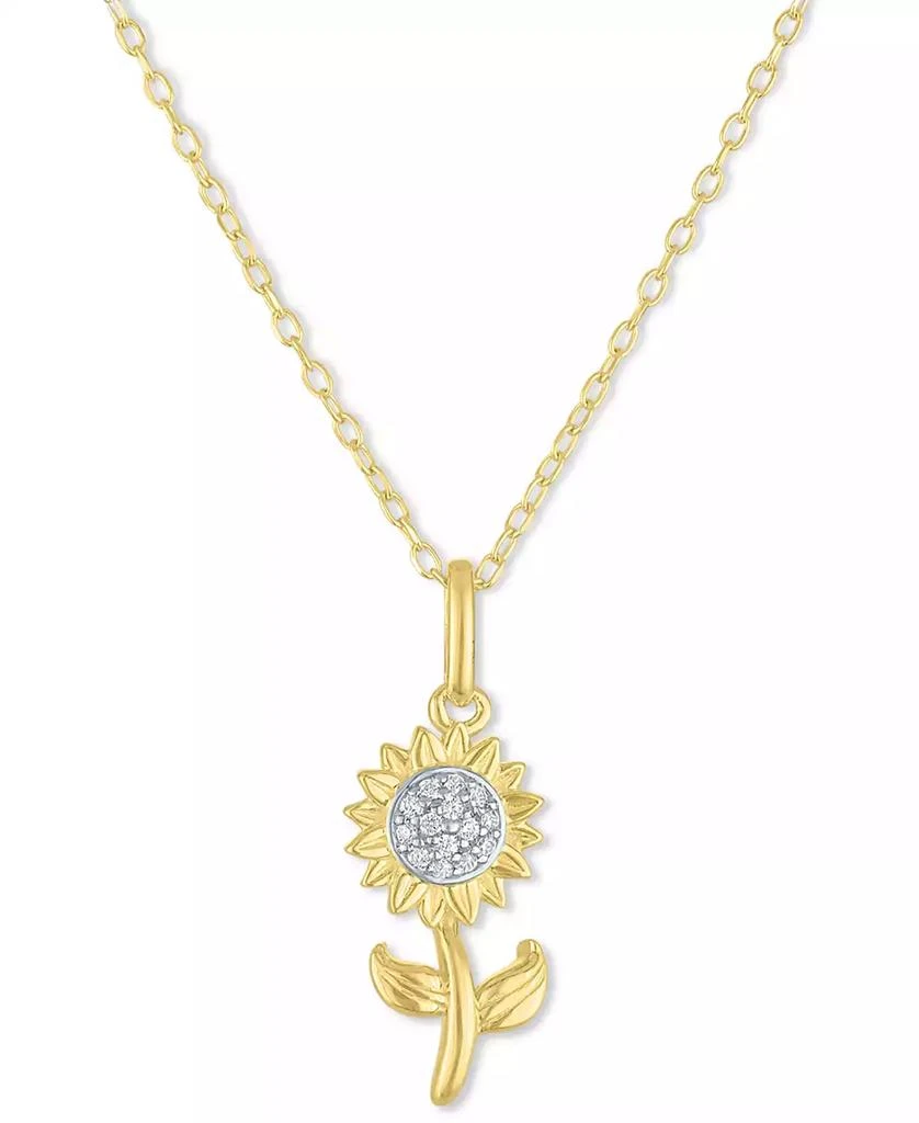 Macy
s Diamond Accent Sunflower Pendant Necklace in 14k Gold-Plated Sterling Silver, 16" + 2" extender 1