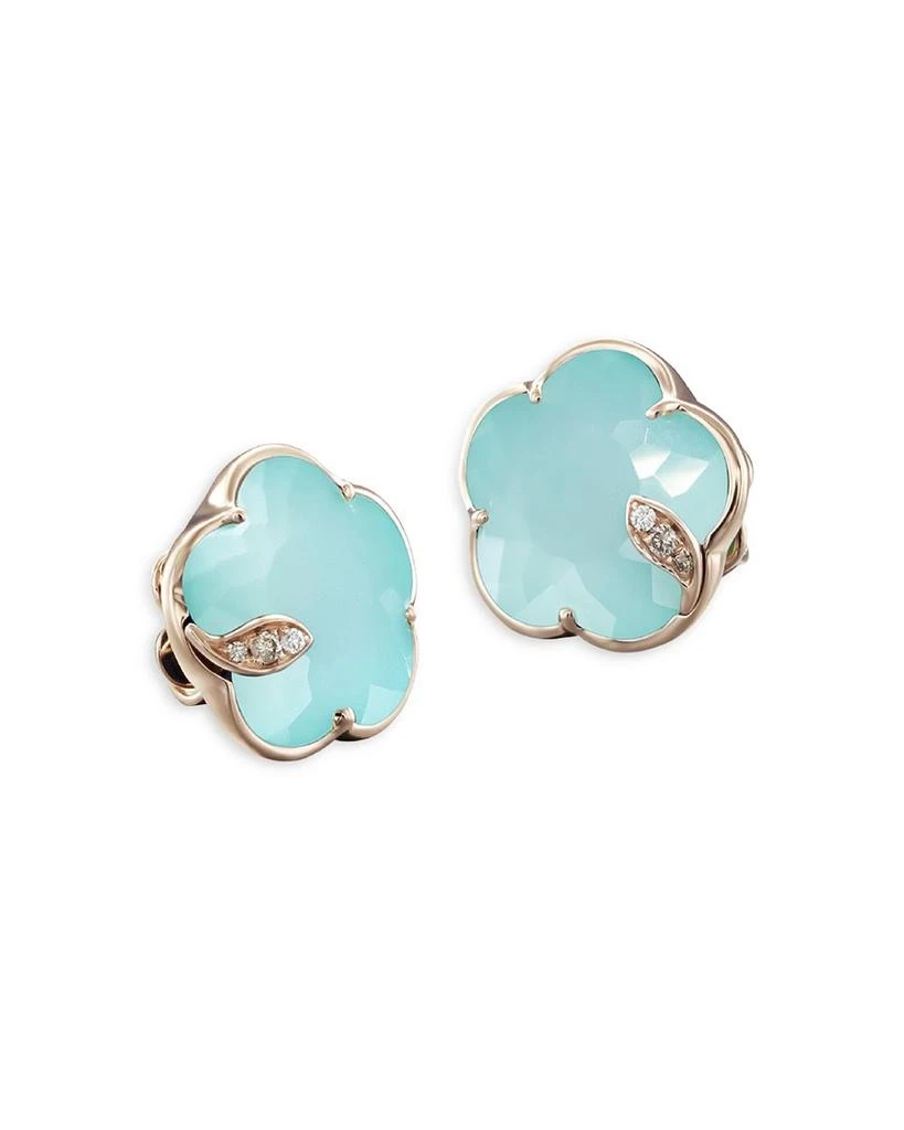 Pasquale Bruni 18K Rose Gold Petit Joli Turquoise 
White Moonstone Doublet 
Diamond Stud Earrings 1