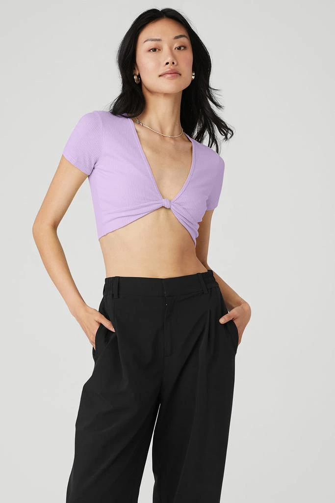 Alo Ribbed Knotty Short Sleeve - Violet Skies 1