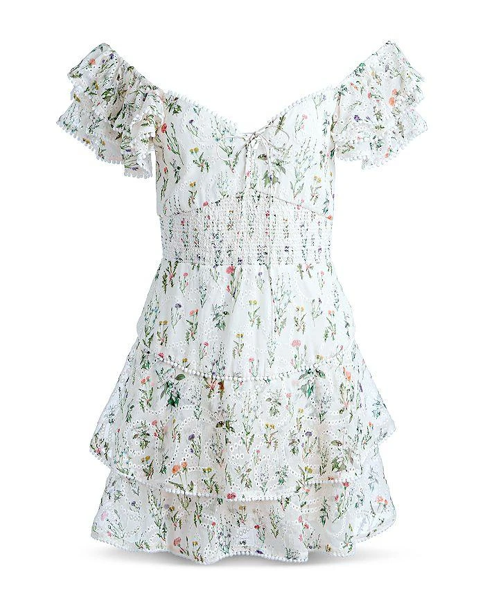 Alice + Olivia Hartford Floral Smocked Ruffle Sleeve Dress 6
