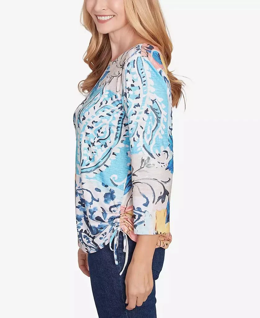 Alfred Dunner Women's Classic Floral Patch Drawstring Top 4