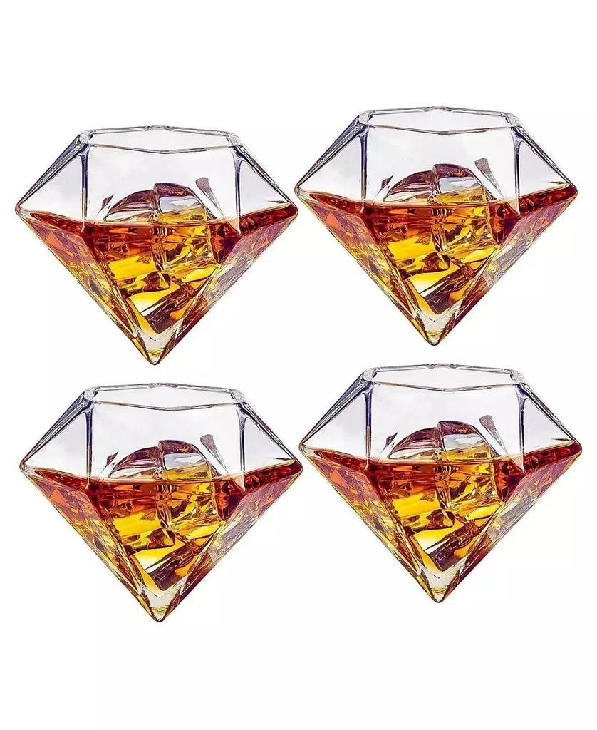 The Wine Savant Diamond Whiskey Decanter with Diamond Whiskey Glasses, Set of 3 2