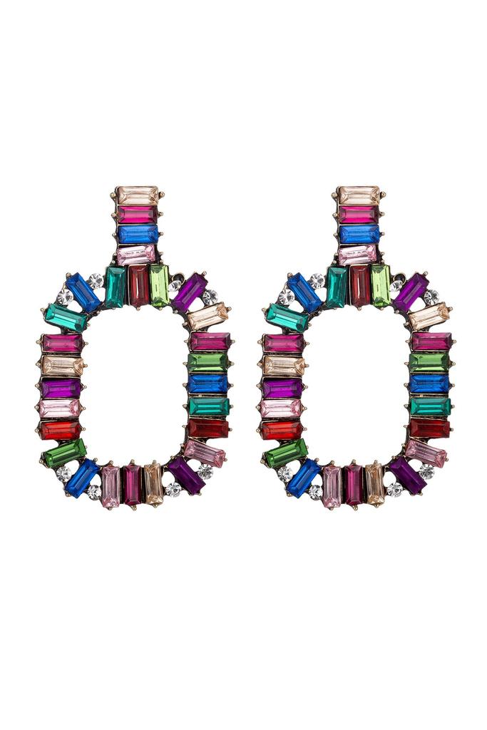 Eye Candy LA Zahara Rainbow Multicolor Statement Earrings