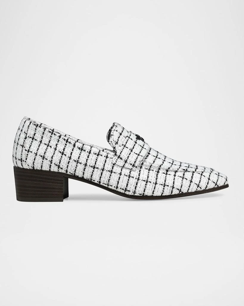 Bougeotte Flaneur Bicolor Tweed Heeled Loafers 1