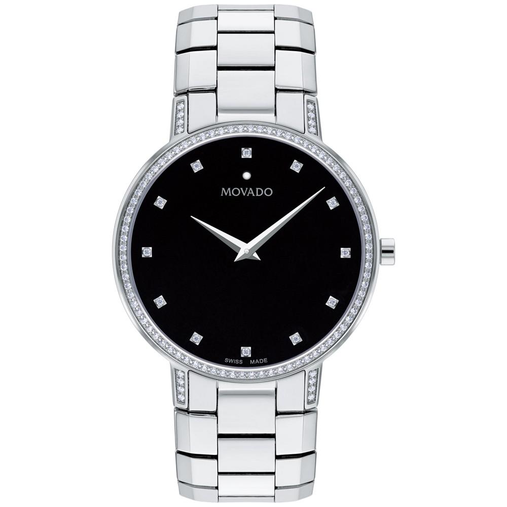 Movado Men's Swiss Faceto Diamond (3/8 ct. t.w.) Stainless Steel Bracelet Watch 39mm