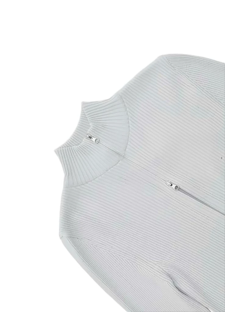 AMOMENTO Ribbed Knit Cardigan with High Neckline 2