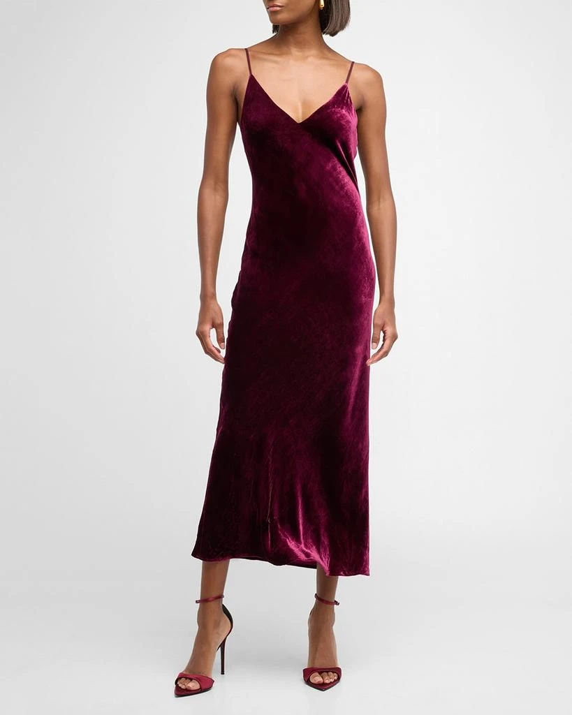 L'Agence Seridie Velvet Mid-Length Slip Dress 3