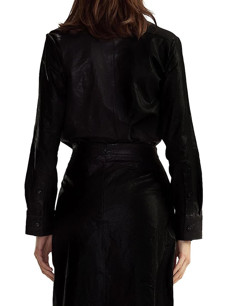 Cynthia Rowley Leather Button-Front Shirt 3