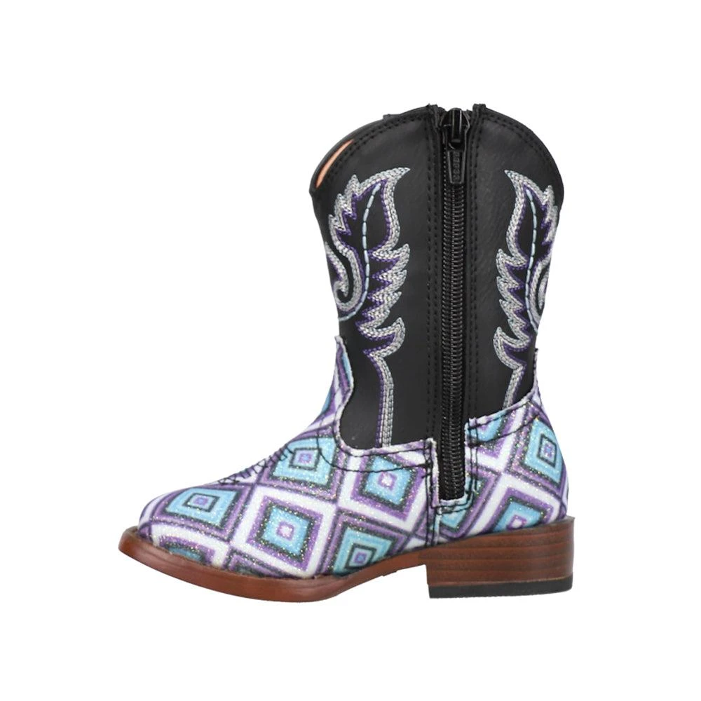 Roper Glitter Diamonds Geometric Square Toe Boots (Toddler) 3