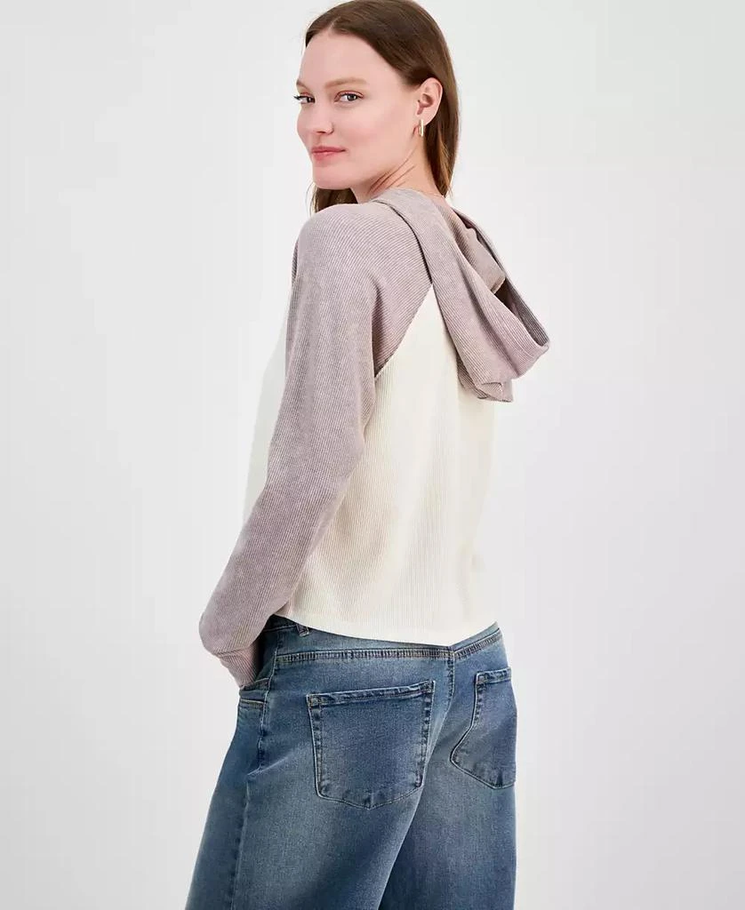 Hippie Rose Juniors' Colorblock Waffle-Knit Hoodie 2