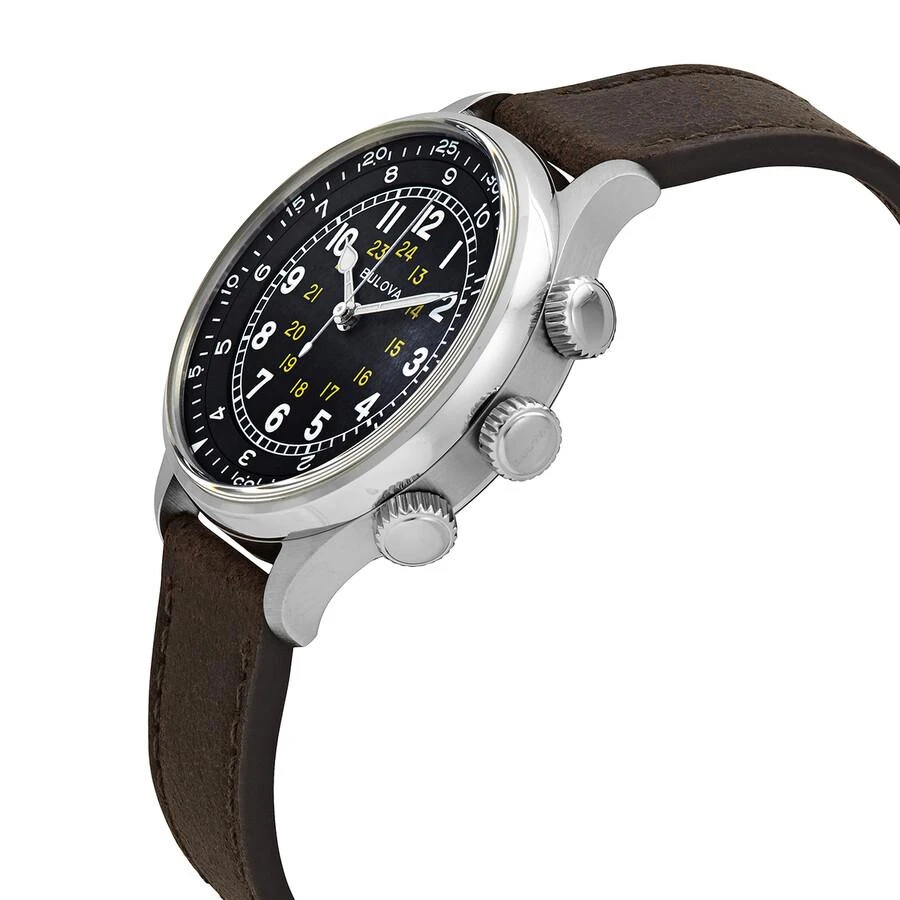Bulova A-15 Pilot Automatic Black Dial Brown Leather Men's Watch 96A245 2