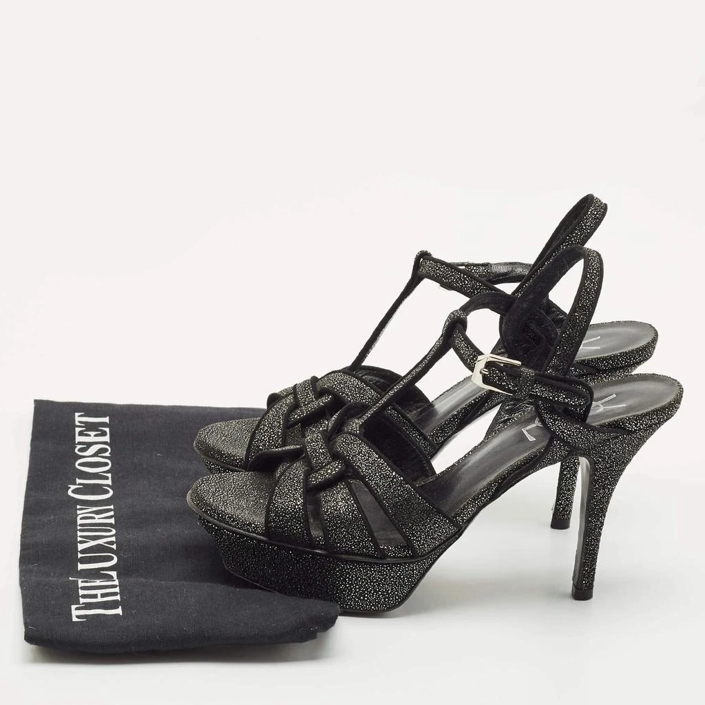 Yves Saint Laurent Saint Laurent Black/Silver Suede Tribute Sandals Size 36 9