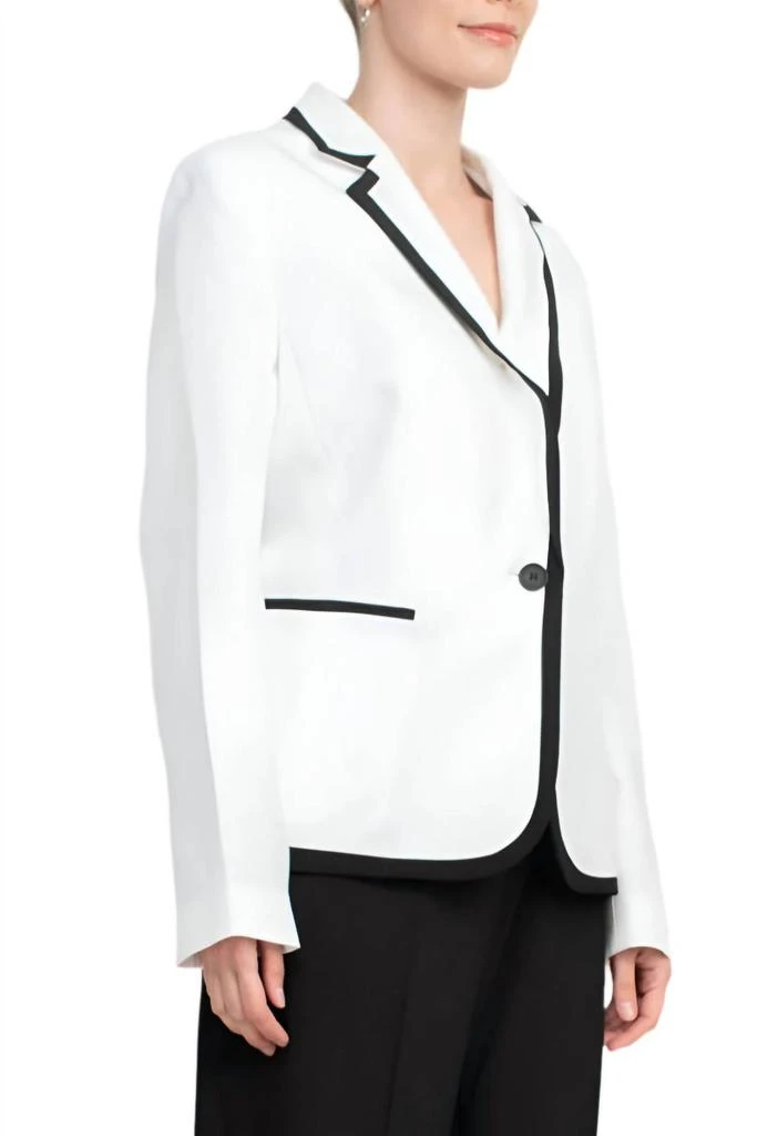 Le Suit Le Suit - Notched Collar Contrast Trim With Matching Pant Set 4