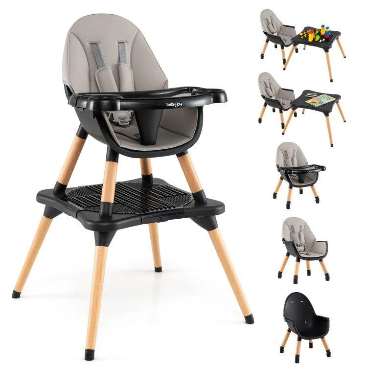 Hivvago 5-in-1 Baby Wooden Convertible High Chair
