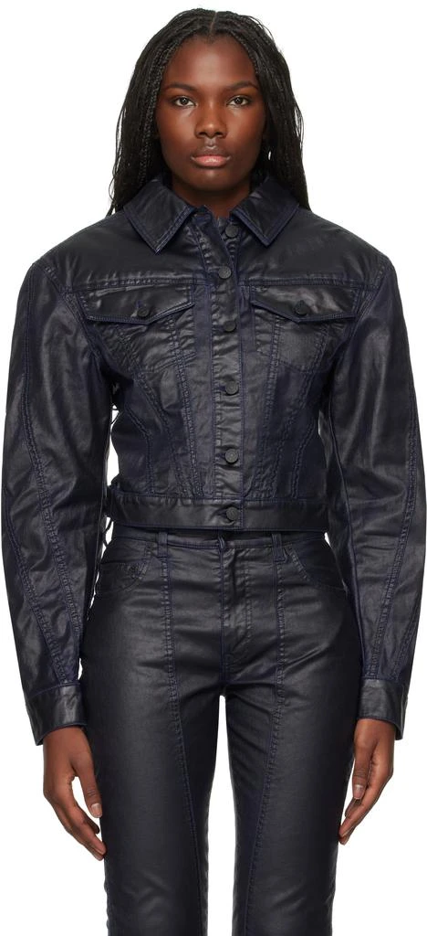 Mugler Blue Waxed Denim Jacket 1