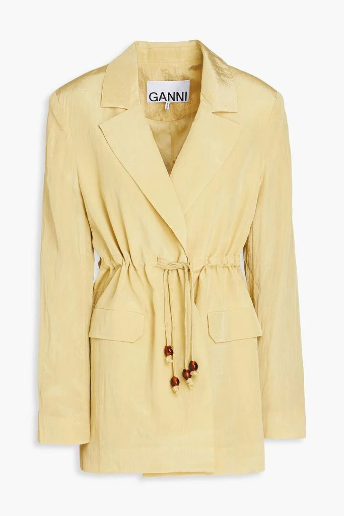 Ganni Bead-embellished crinkled shell blazer