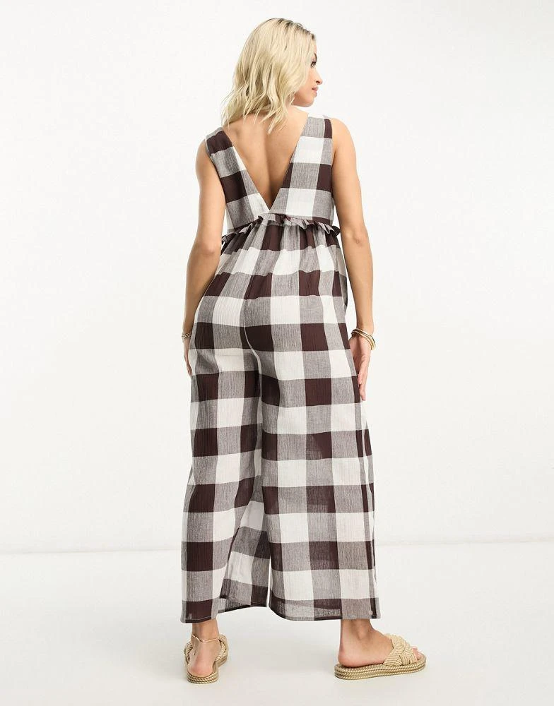 Shop ASOS DESIGN Maternity tiered crinkle frill jumpsuit in brown gingham  on Sale at BeyondStyle  Get 21% Off ASOS DESIGN Maternity tiered crinkle  frill jumpsuit in brown gingham with Limited-Time Flash