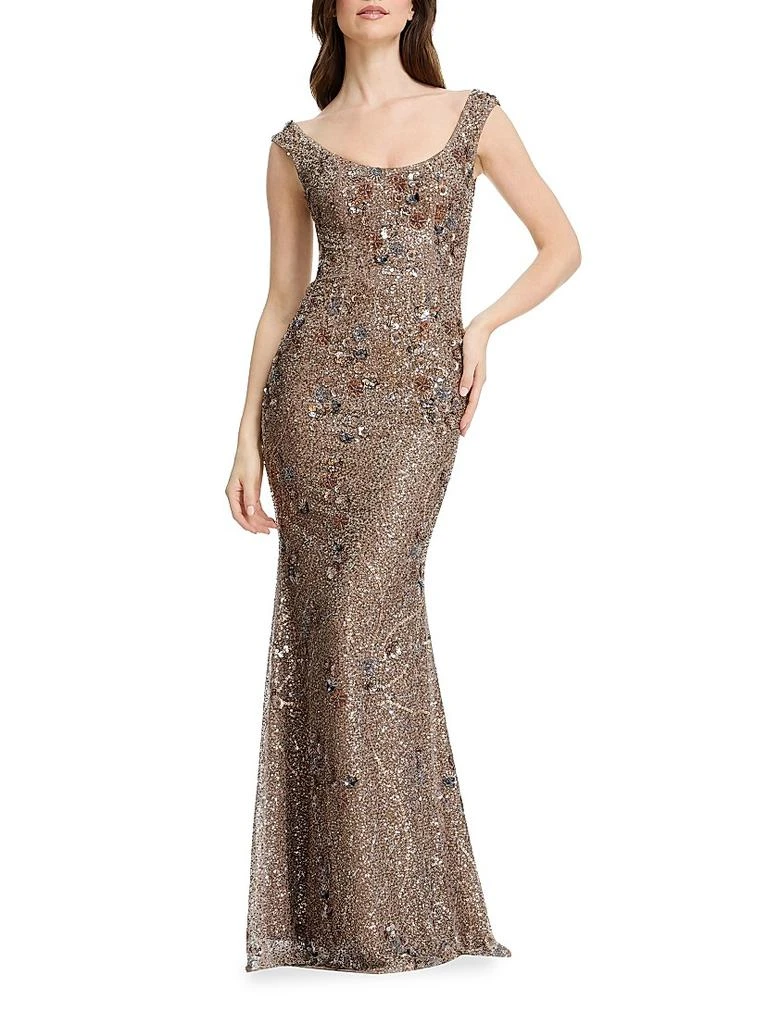 Dress The Population Josie Sequin Mermaid Gown - Bronze Mul