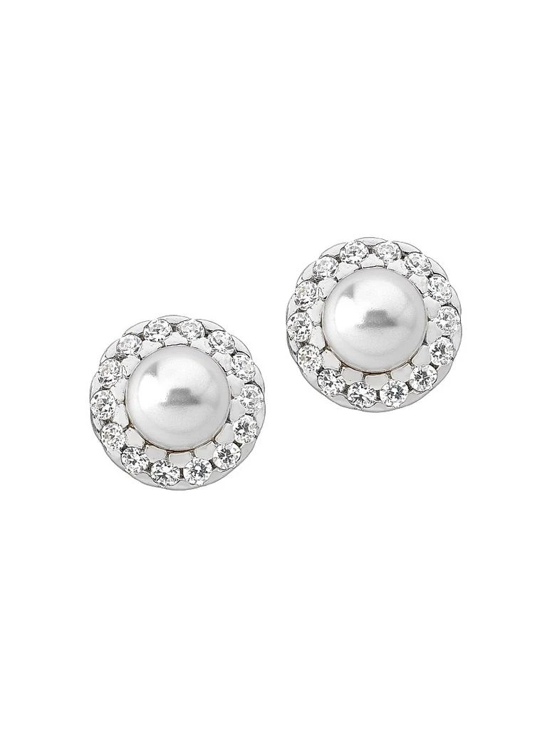 Majorica Cometa Rhodium-Plate, Crystal & Faux Pearl Stud Earrings 1