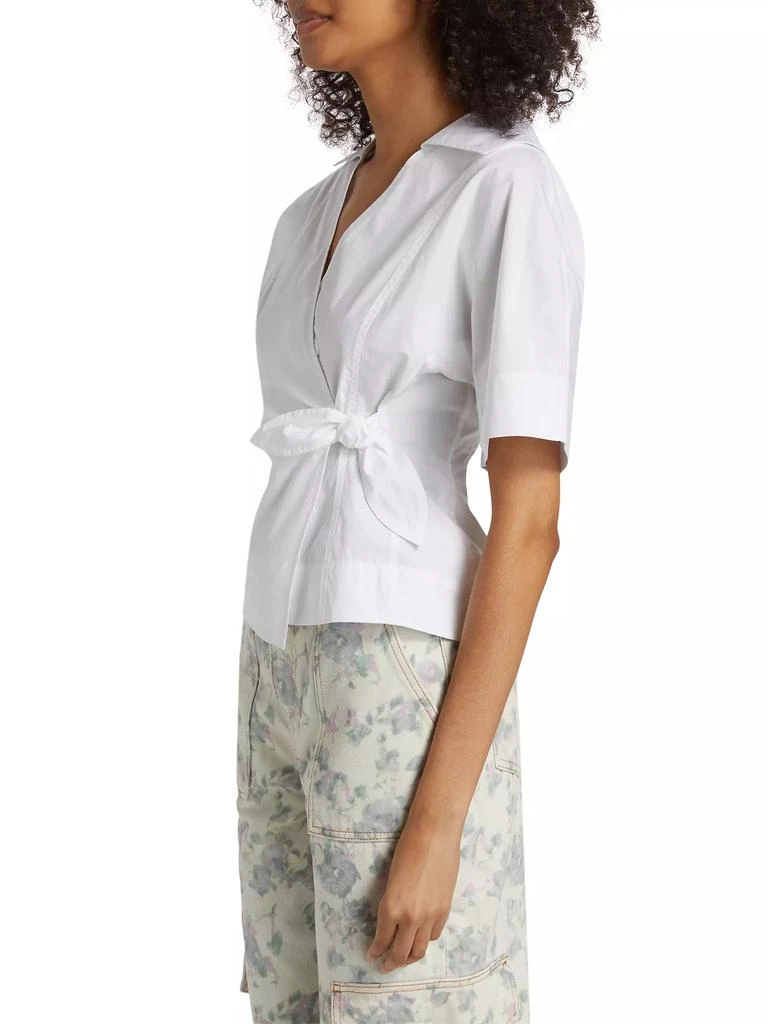 Ganni Cotton Poplin Wrap Top 4