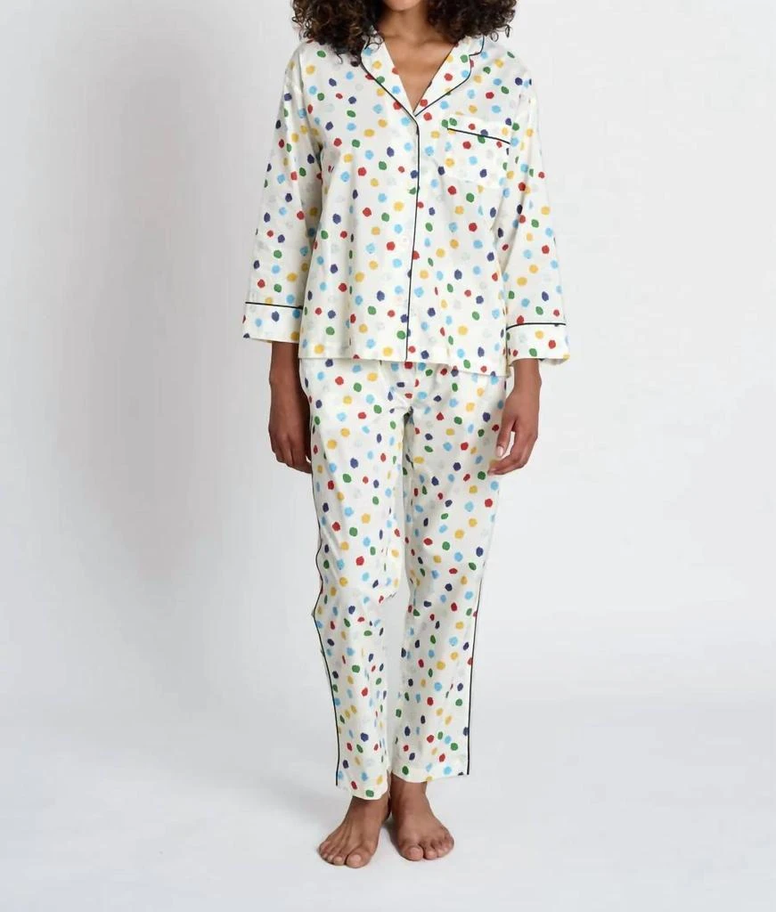 SLEEPY JONES Marina Pompom Pajama Set In Pom Pom 1