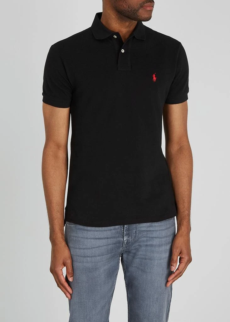 Ralph Lauren Black slim piqué cotton polo shirt 2