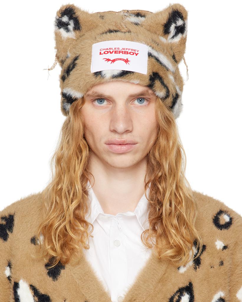 Charles Jeffrey Loverboy Brown & Black Fluffy Chunky Ears Beanie