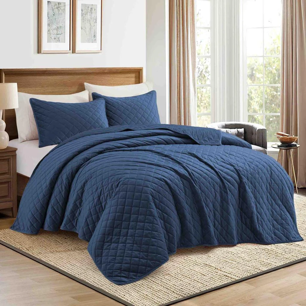 Puredown Peace Nest 3-Piece Premium Lightweight Velvet Plush Quilt Sets Bedspread Coverlet Sets 1