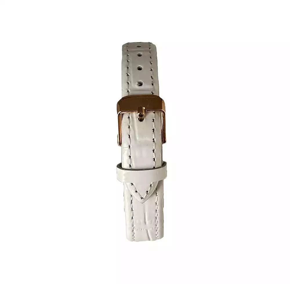 Peugeot Women 26 x 32mm Cushion Shape Watch with White Leather Band 2