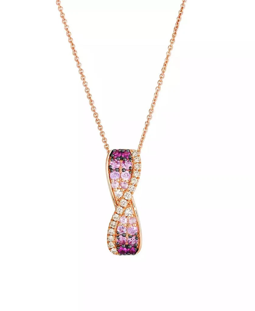 Le Vian White Sapphire (0.04 ct. t.w.), Pink Sapphire Ombres (0.41 ct. t.w.), and Nude Diamond (0.13 ct. t.w.) Pendant Necklace in 14k Strawberry Gold 1