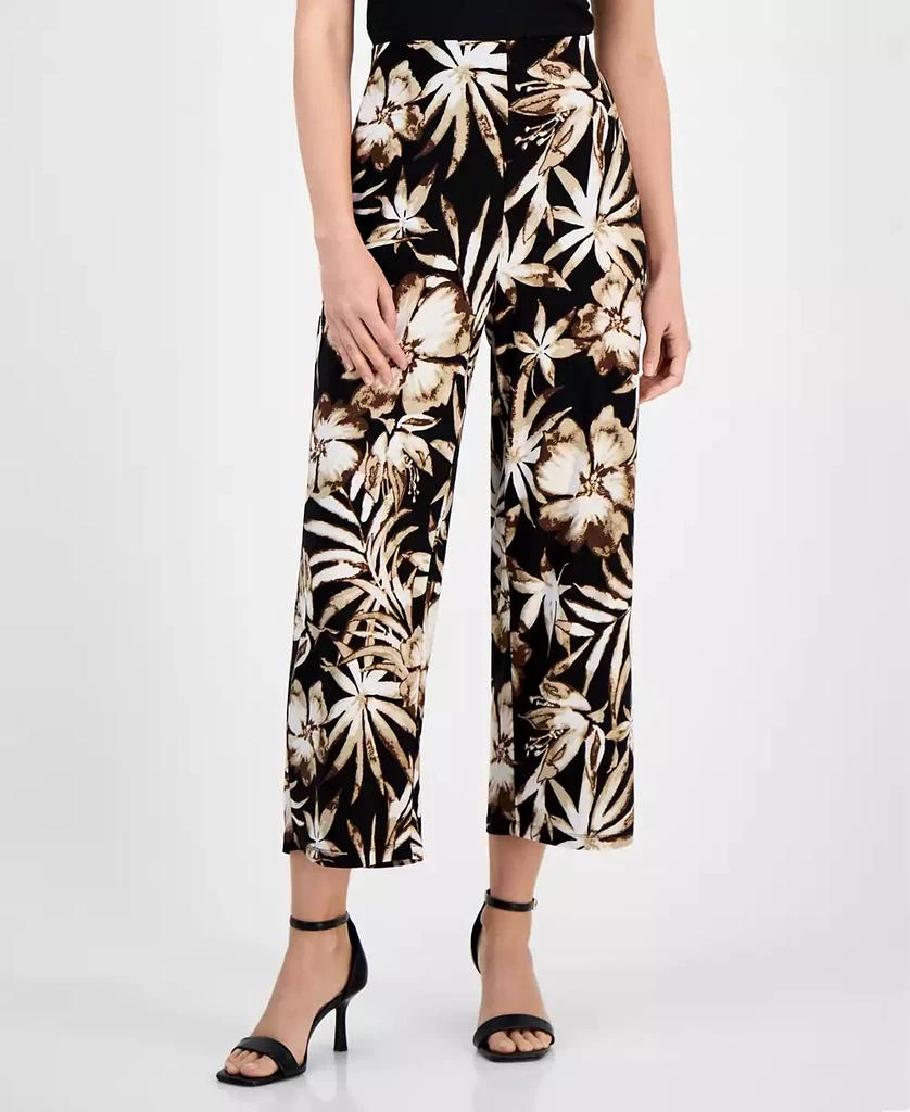 AK Anne Klein Women's Printed Pull-On Wide-Leg Pants 3