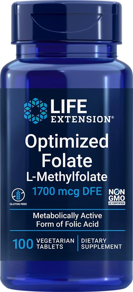 Life Extension Optimized Folate, DFE, 100 vegetarian tablets - 1700 mcg (1700 mcg DFE, 100 vegetarian tablets), Life Extension 1