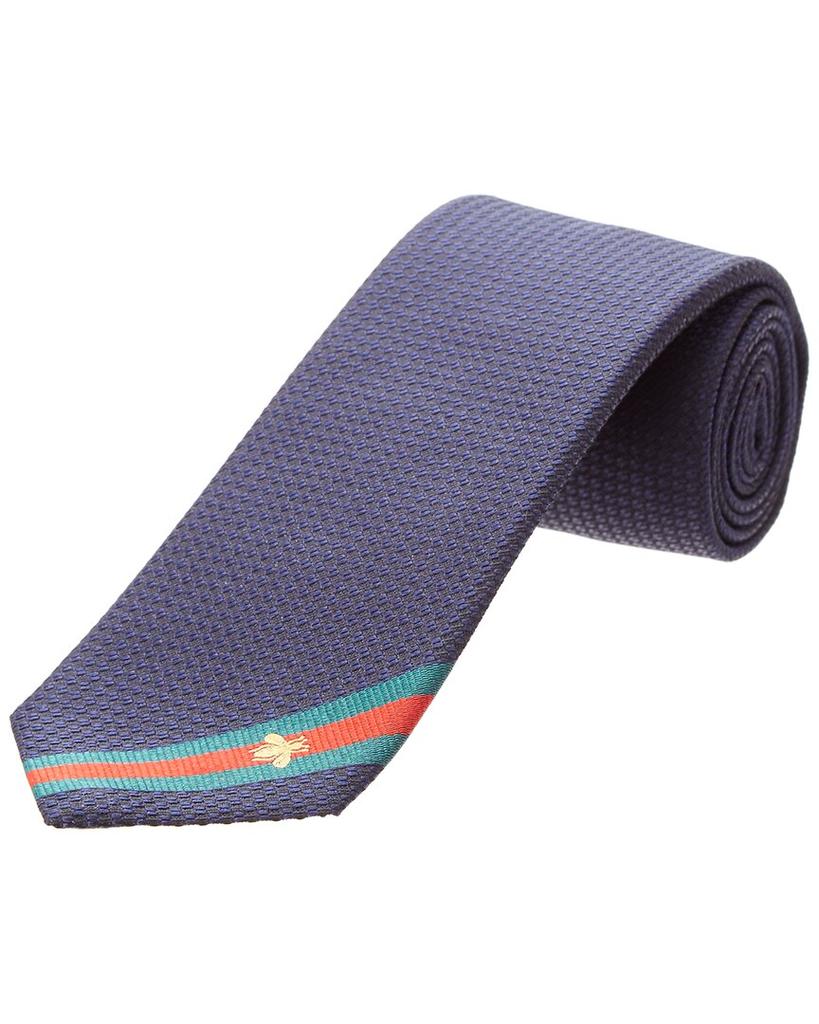 Gucci Blue Bee Web Silk Tie