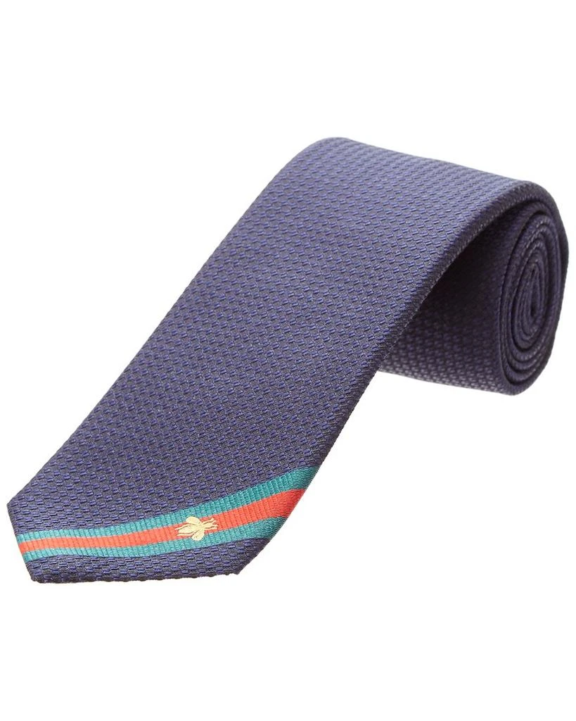 Gucci Blue Bee Web Silk Tie 1