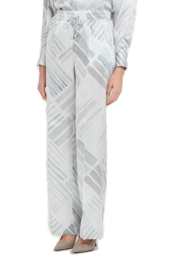 Kiton Kiton Ethnic Brush Pattern Printed Satin Trousers 1
