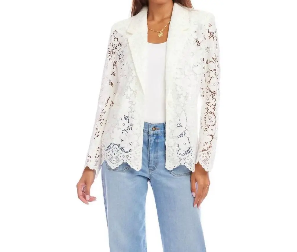 Karen Kane Karen Kane - Floral Lace Scallop Edge Blazer