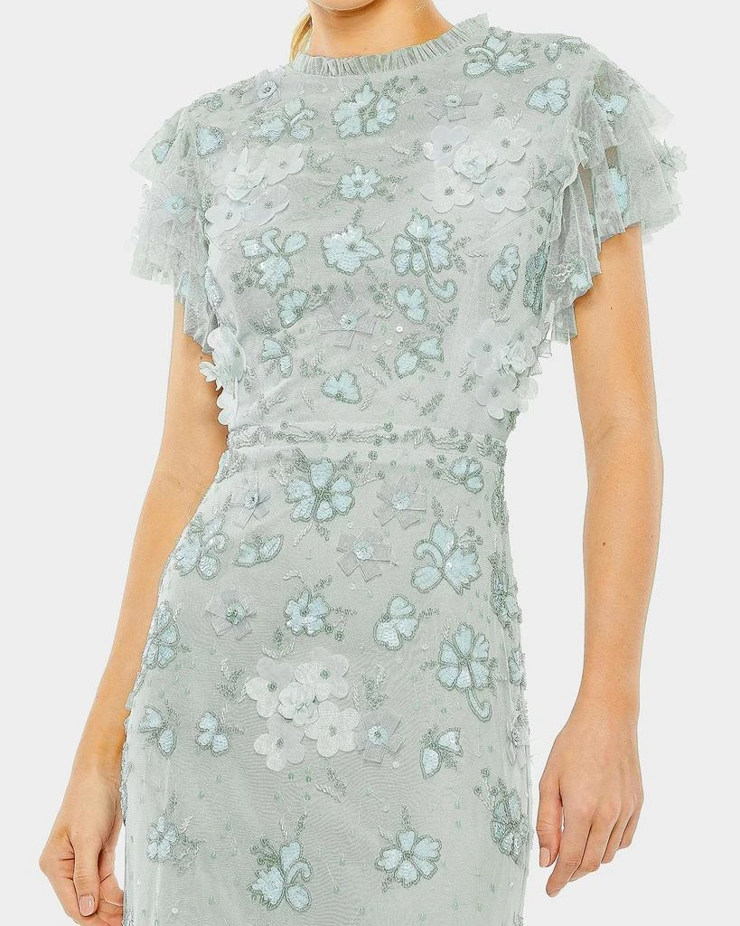 Mac Duggal Flutter-Sleeve Beaded Applique Gown 2