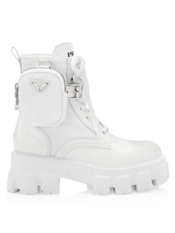 Prada Monolith Leather & Nylon Lug-Sole Combat Boots 1
