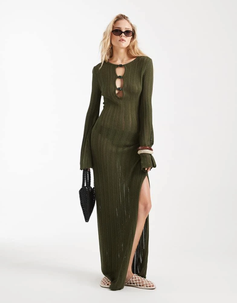 flared beach dress Tracy Studio LONG SEE-THROUGH CAPE FLARED DRESS